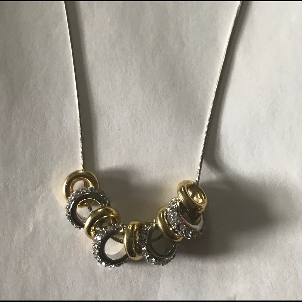 Sterling Silver Plated Loop Ring Circle Necklace - image 3